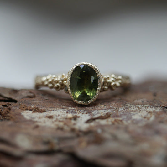 Ancient Oak ~ Green Sapphire Ring