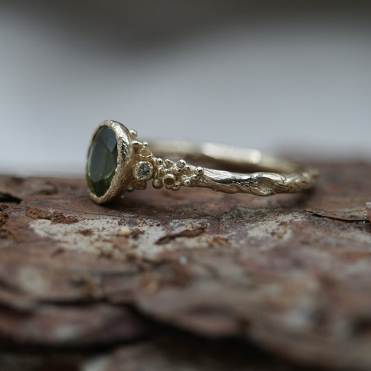 Ancient Oak ~ Green Sapphire Ring