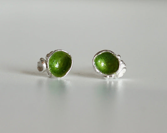 Enamelled Lichen Stud Earrings - Melissa Yarlett Jewellery