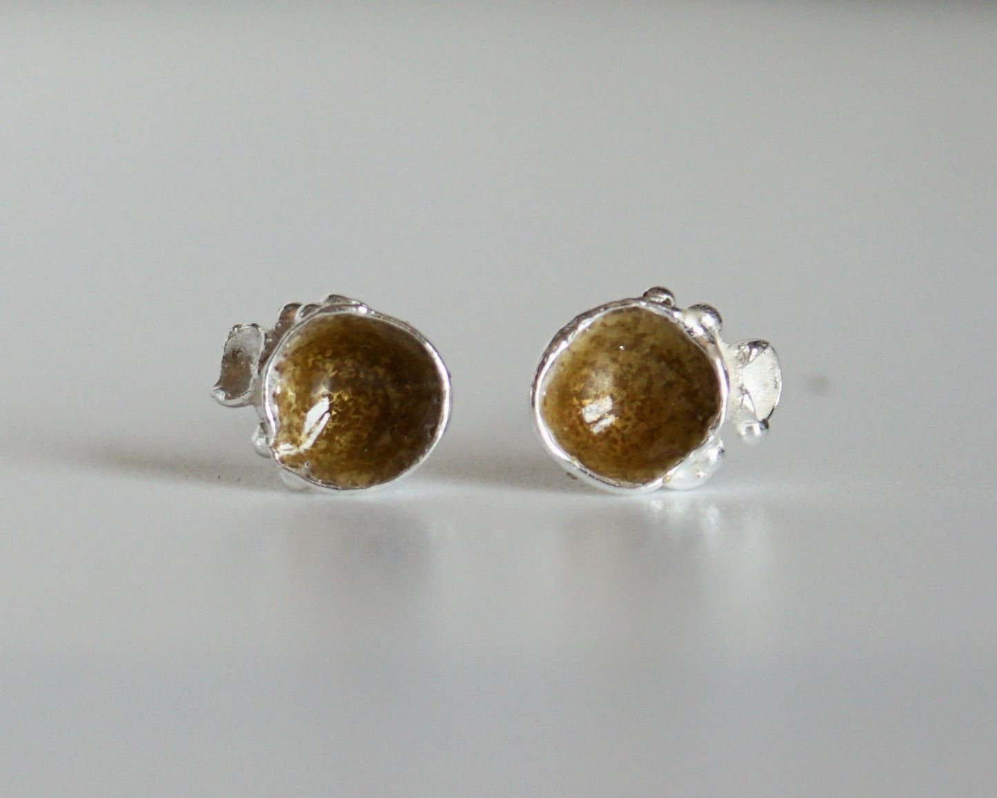 Enamelled Lichen Stud Earrings - Melissa Yarlett Jewellery