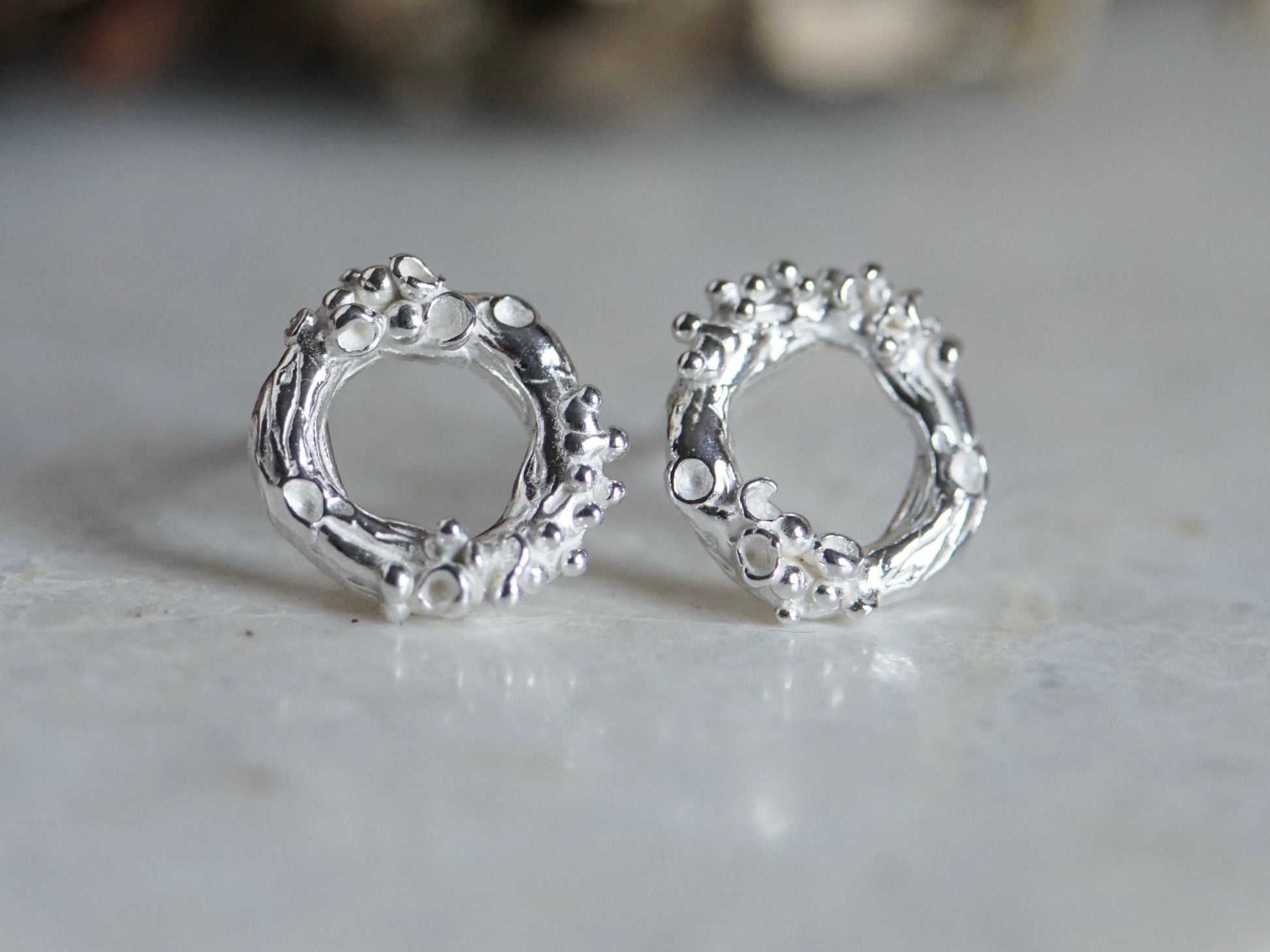 Lichen Circle Stud Earrings ~ Small - Melissa Yarlett Jewelleryearrings