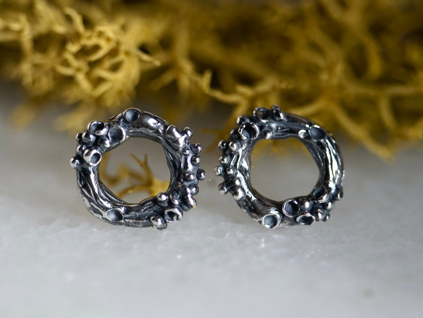 Lichen Circle Stud Earrings ~ Small - Melissa Yarlett Jewelleryearrings