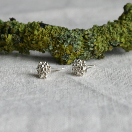 Green man Forest Stud Earrings Silver - Melissa Yarlett Jewellery